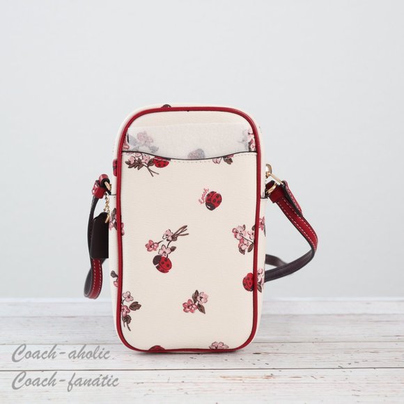 NWT Coach North South Zip Phone Crossbody With Ladybug Floral Print - Picture 7 of 12